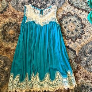 Turquoise and lace dress Umgee size small